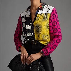 Anthropologie Maeve Alida Multicolor Patterned Blouse Size M